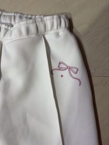Bow White Casual Pants