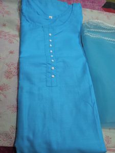 Pure Cotton Kurta Pant Dupatta Set