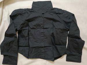Black shirt with crochet top overlay