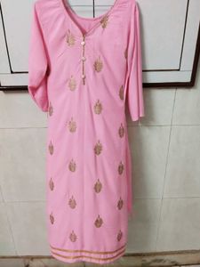 Pink Embroidered Kurta