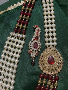 Elegant Pearl and Ruby Necklace Set