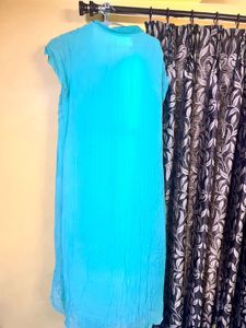Teal Embellished Pure Georgette Dress
