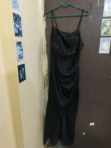 black satin party dress