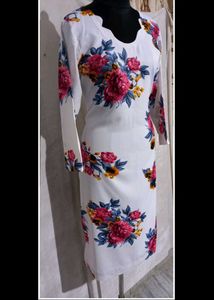 White Floral Print Kurta Set with Dupatta