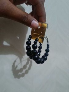 Chic Black Beaded Hoop Earrings