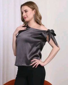 Shein Asymmetric Neck Self-Tie Sleeve Stylish Top