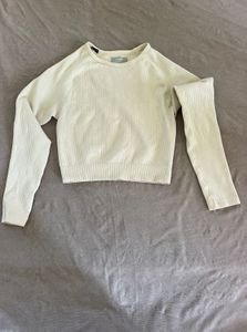 Casual Ribbed Long Sleeve Crop Top