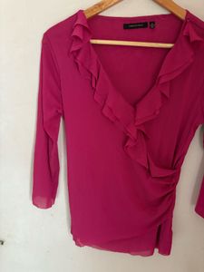 Beautiful Pink Ruffle wrap Top