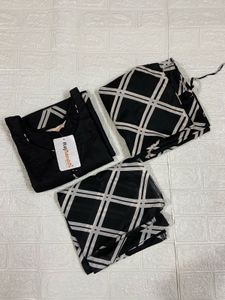 5XL Elegant Black & White Kurta Set