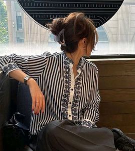 Korean Pinterest Premium Satin Embroidery Shirt