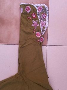 Olive Green Embroidered Kurta Set
