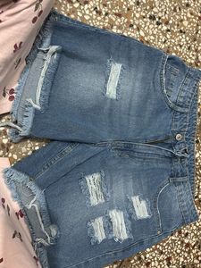 Ripped Denim Shorts