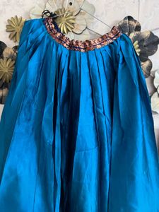 Vibrant Blue Pleated Ethnic Skirt amd duppta