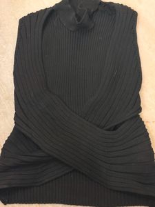 Black Ribbed Turtleneck Top
