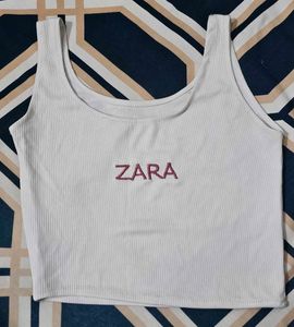 Zara White Ribbed Tank Top