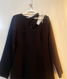 ZARA Chic Black Mini Dress with Chain Detail