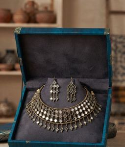 Ethnic Mirror Work Choker &amp; Earring Set