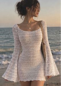 White Crochet Mini Dress