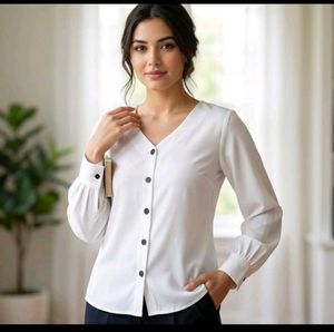 Elegant White Button-Up Blouse