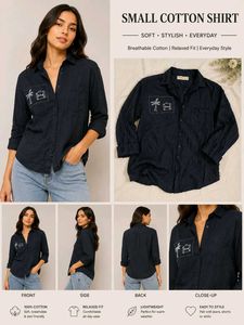 Black Cotton Button-Up Shirt with Embroidery
