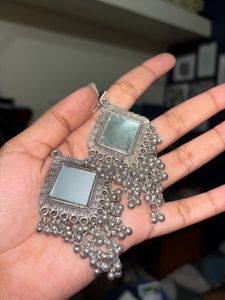 Elegant Mirror Work Dangle Earrings