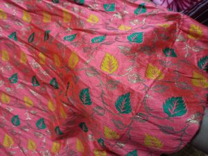 Pink Leaf Print Ethnic Skirt