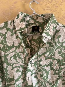 Women Mint Green Floral Block Print Shirt