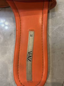 Orange Studded Flat Sandals