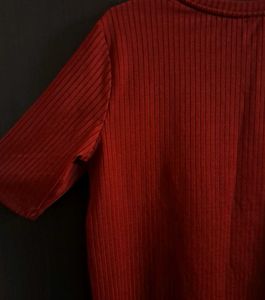Ribbed Maroon A-Line Top