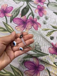 Evil Eye &amp; Flower Charm Bracelet &amp; Ring Set