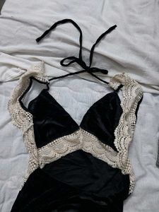 Velvet Black Backless Dress