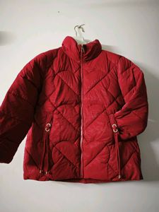Red Quilted Heart Puffer Jacket