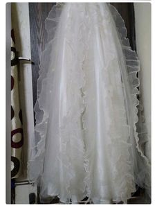 Elegant White Tulle Ruffle Wedding Dress