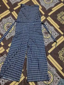 Stylish Navy Blue Grid Jumpsuit