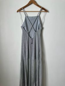 Sparkly Silver Spaghetti Strap Maxi Dress
