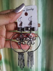 Bohemian Oxidized Silver Earrings Set
