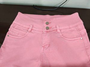 High Waisted Pink Jeans