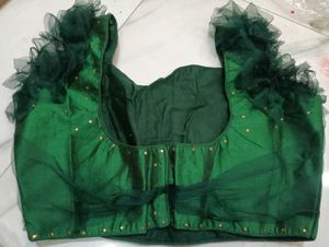 Green Ruffle Sleeve Blouse