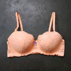 Peach Lace Padded Bra