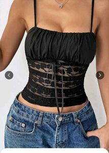 Sheer Black Lace Corset Top