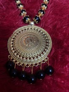 Black Navratri Statement Pendant Necklace
