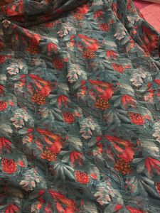 Beautiful Teal Floral Saree