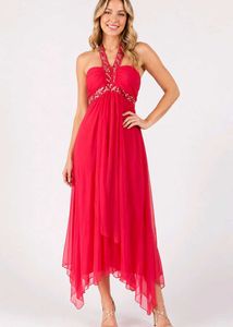 Stunning Red Halter Maxi Dress