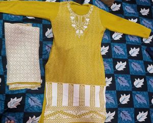 Elegant Mustard Yellow Woolen Salwar Suit Set with