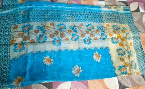 Elegant Blue Floral Saree