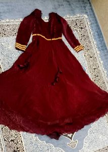 Maroon Velvet Ethnic Gown ♥️