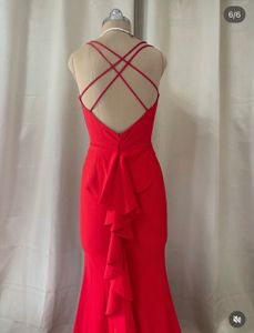 Stunning Red V-Neck Evening Gown