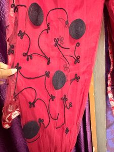 Red Embroidered Patiyala Pyjama