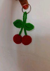 Crocheted Cherry keychain 🍒