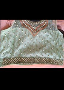 Elegant Peach Ethnic crop top and skirt